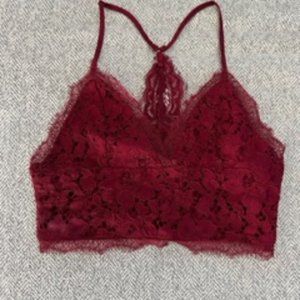 Red Lace Two Piece Set - Top and Skirt